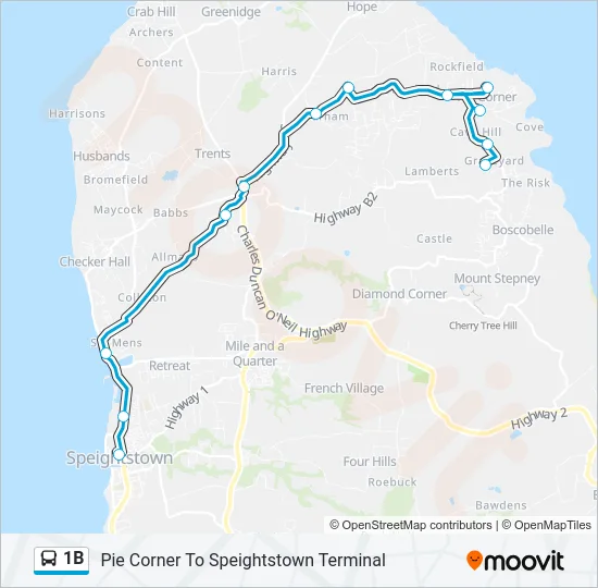 1B Bus Line Map