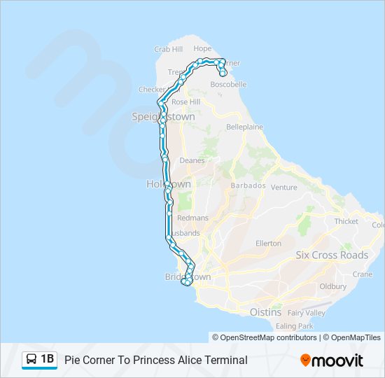 1B bus Line Map