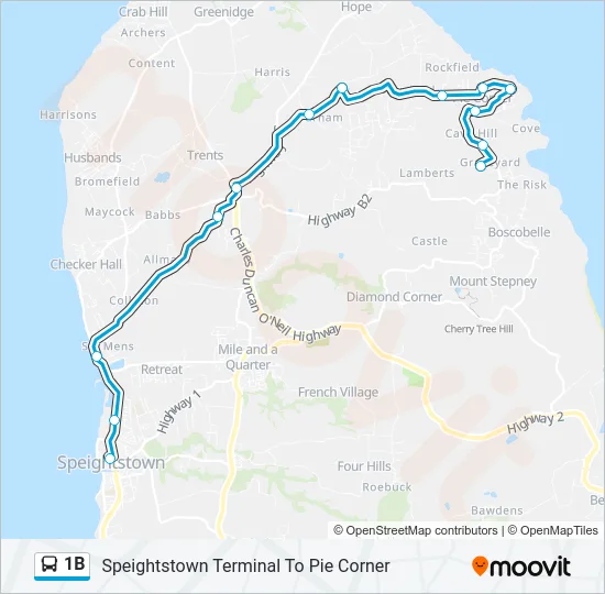 1B Bus Line Map