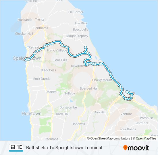 1E bus Line Map