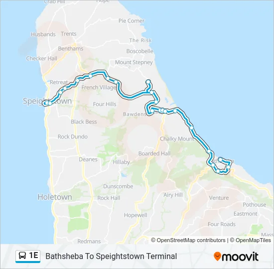 1E Bus Line Map