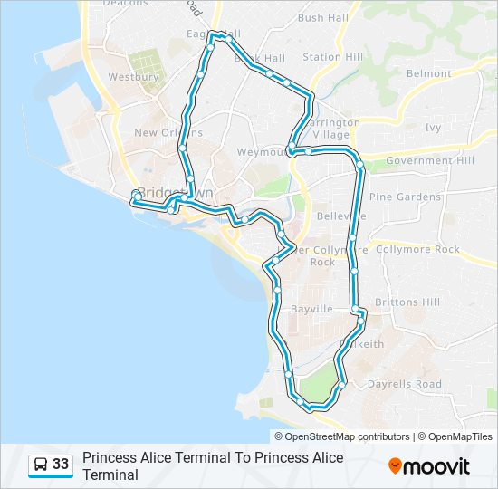 33 bus Line Map