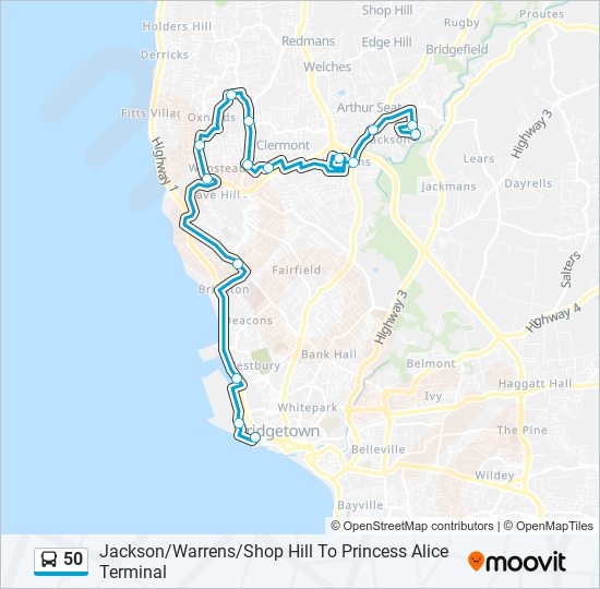 50 bus Line Map