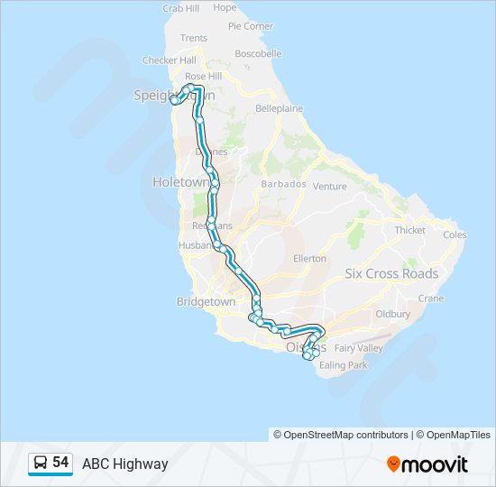 54 bus Line Map