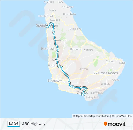 54 Bus Line Map