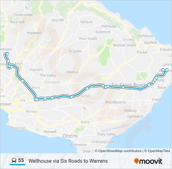 55 Bus Line Map