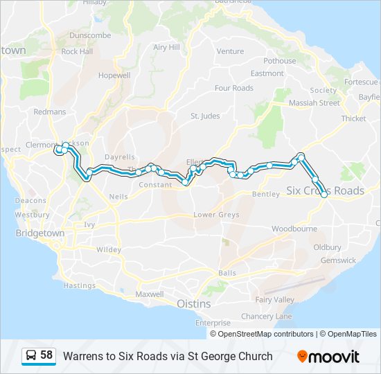 58 bus Line Map