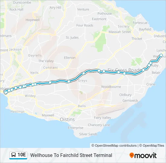 10E Bus Line Map