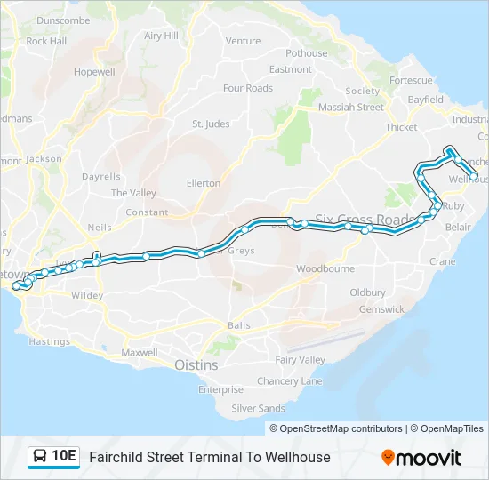 10E Bus Line Map