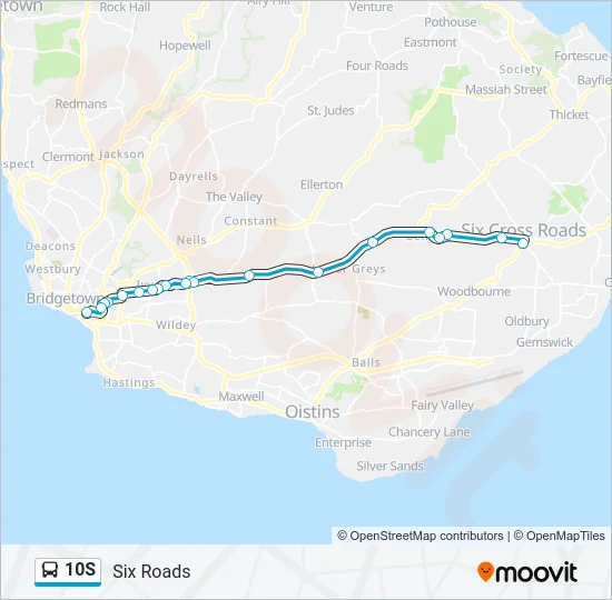10S Bus Line Map