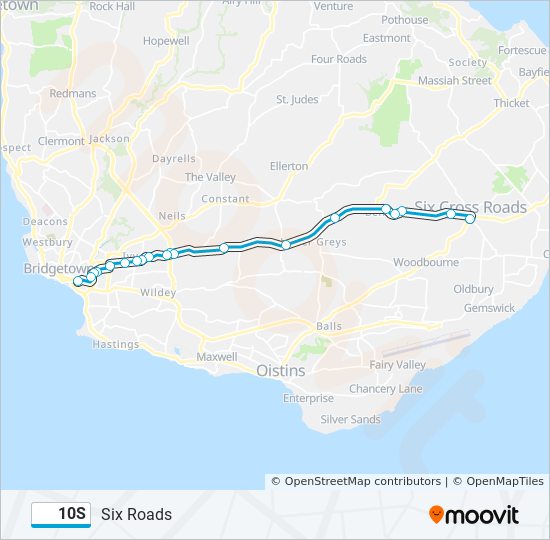 10S bus Line Map