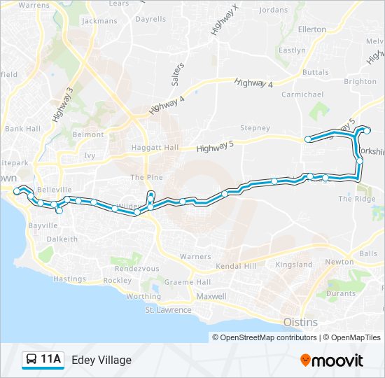 11A bus Line Map