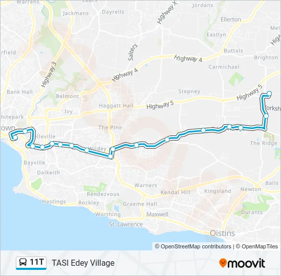11T Bus Line Map