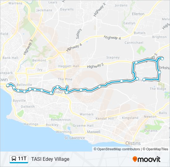 11T bus Line Map