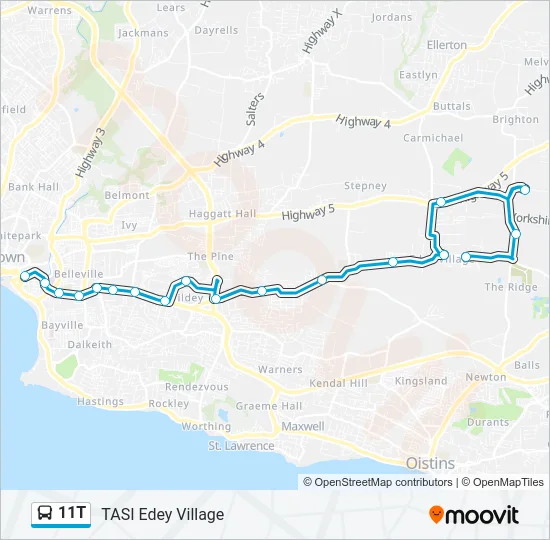 11T Bus Line Map