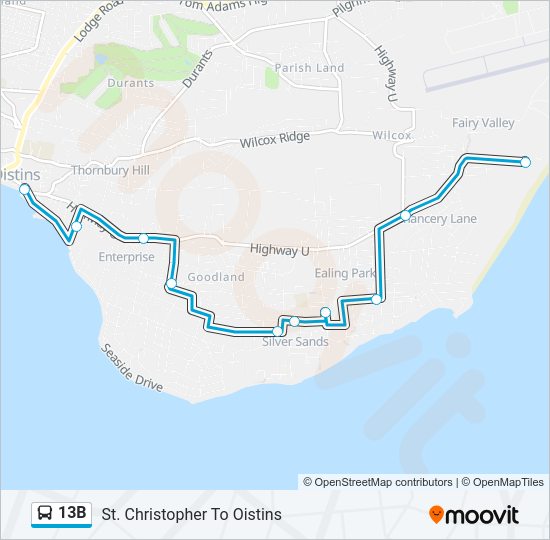 13B bus Line Map