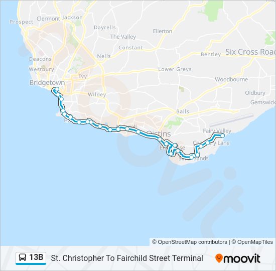 13B Bus Line Map