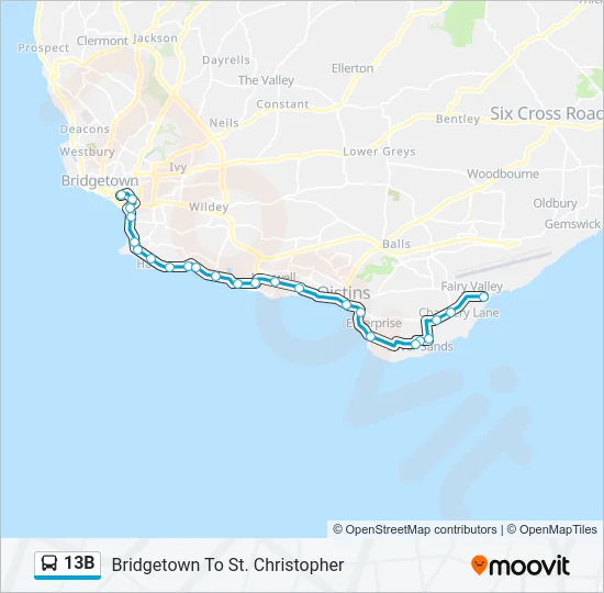 13B Bus Line Map