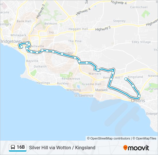 16B Bus Line Map