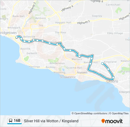 16B Bus Line Map