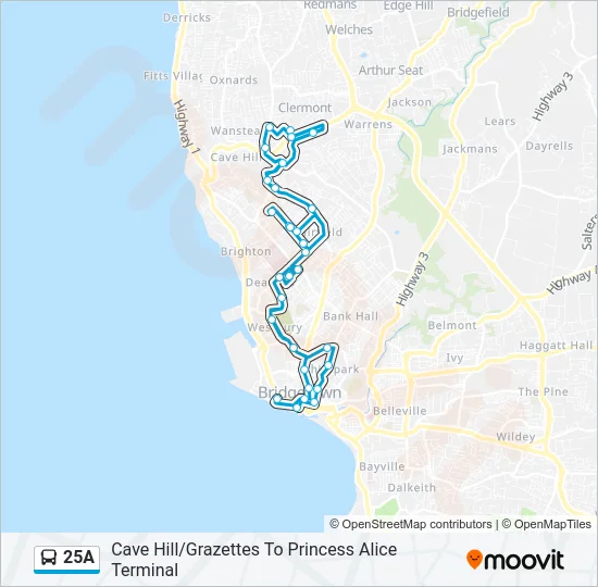 25A Bus Line Map