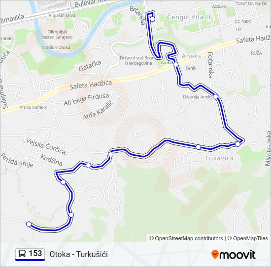 153 Bus Line Map