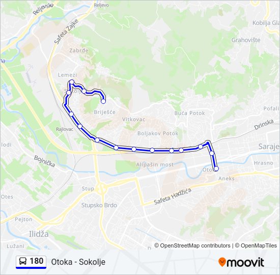 180 bus Line Map