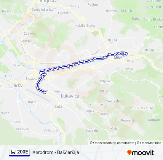 200E Bus Line Map