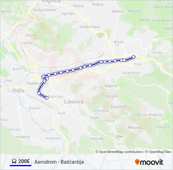 200E Bus Line Map