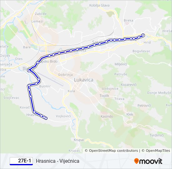 27E-1 bus Line Map