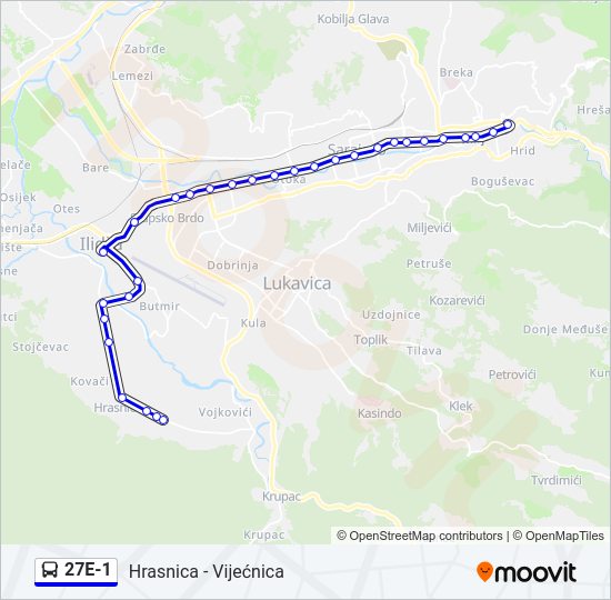 27E-1 bus Line Map