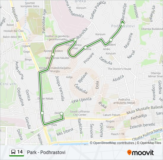 14 bus Line Map