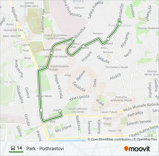 14 Bus Line Map