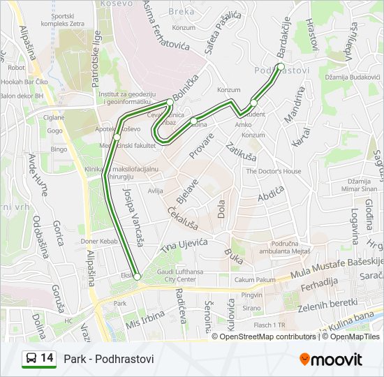 14 Bus Line Map