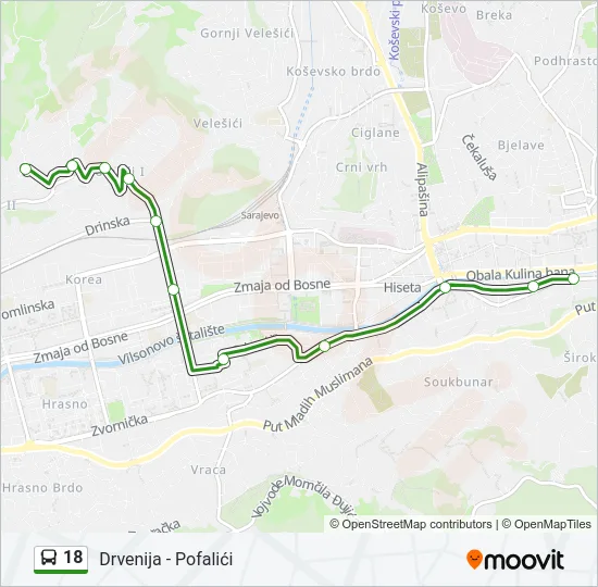 18 Bus Line Map