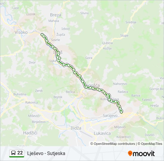 22 bus Line Map