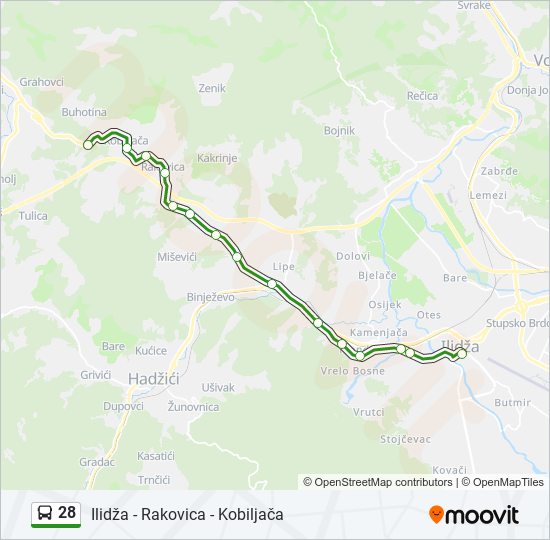 28 autobus mapa linije