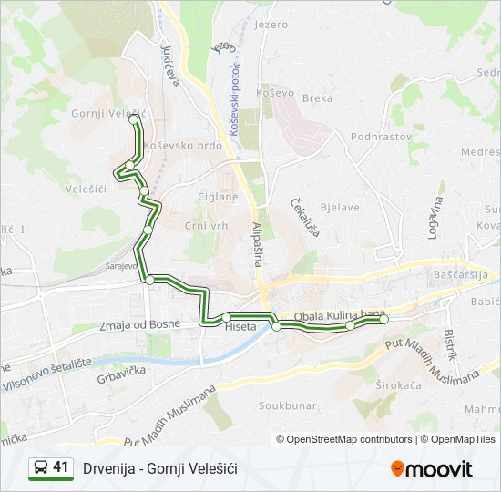 41 bus Line Map