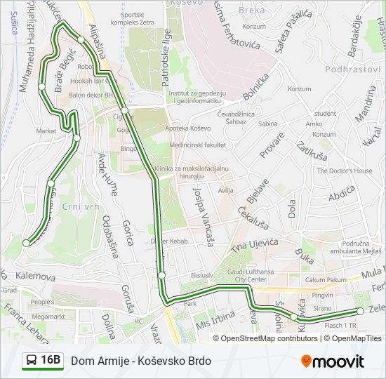 16B bus Line Map