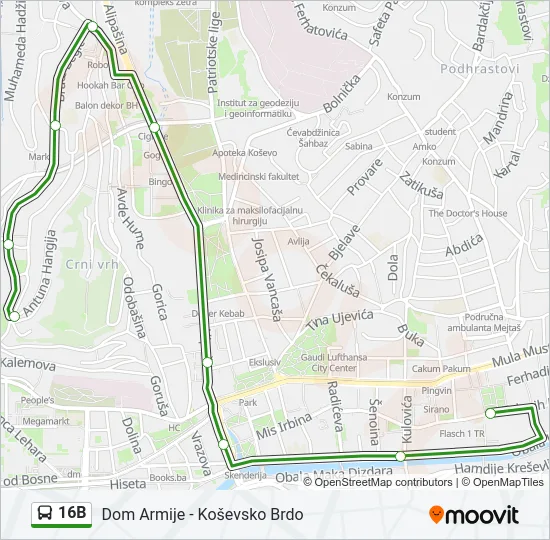 16B Bus Line Map