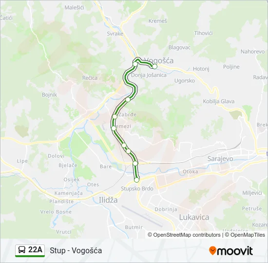 22A Bus Line Map