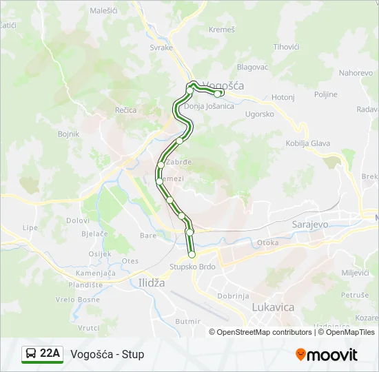 22A Bus Line Map