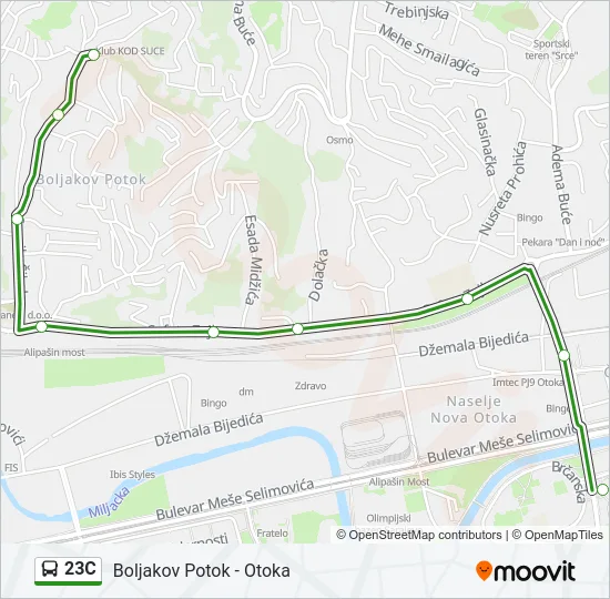 23c Bus Route Stops 23C Route: Schedules, Stops & Maps - Boljakov Potok - Otoka (Updated)