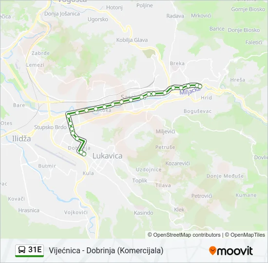 31E Bus Line Map
