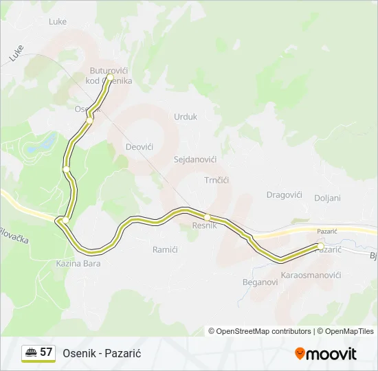 57 Minibus Line Map