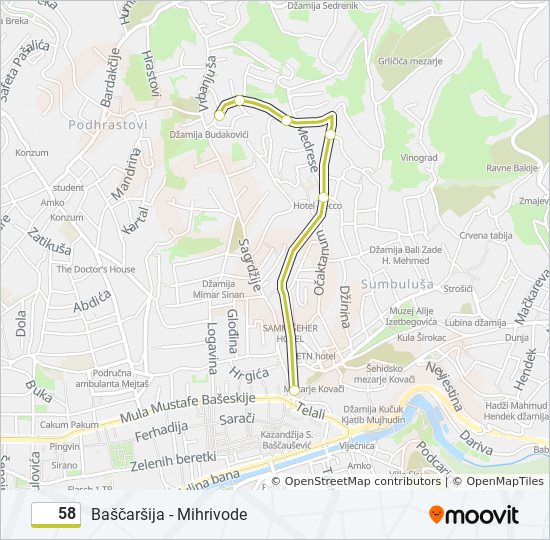58 minibus Line Map