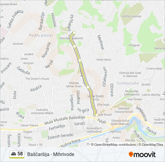 58 minibus Line Map