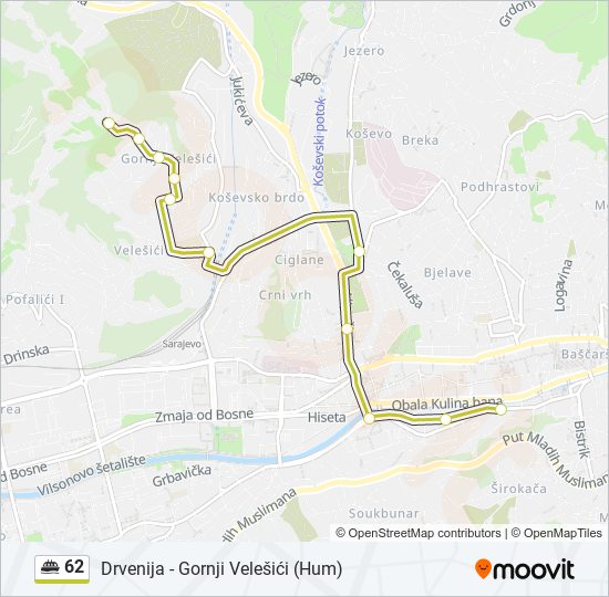 62 minibus Line Map