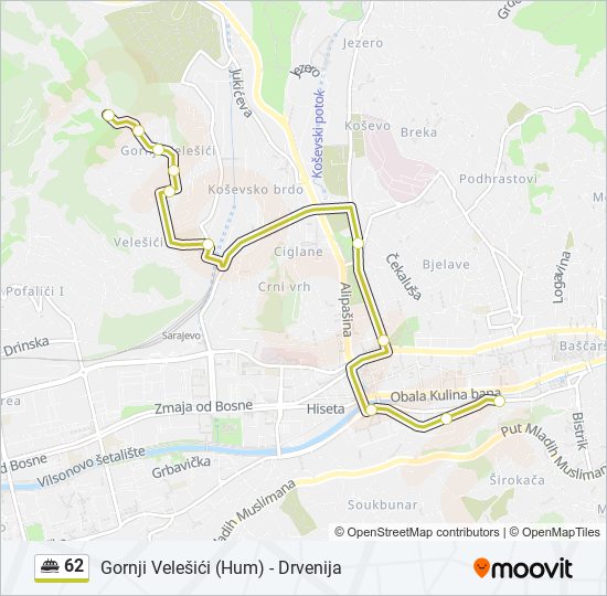 62 minibus Line Map