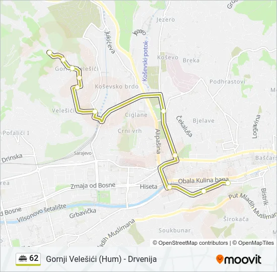 62 Minibus Line Map